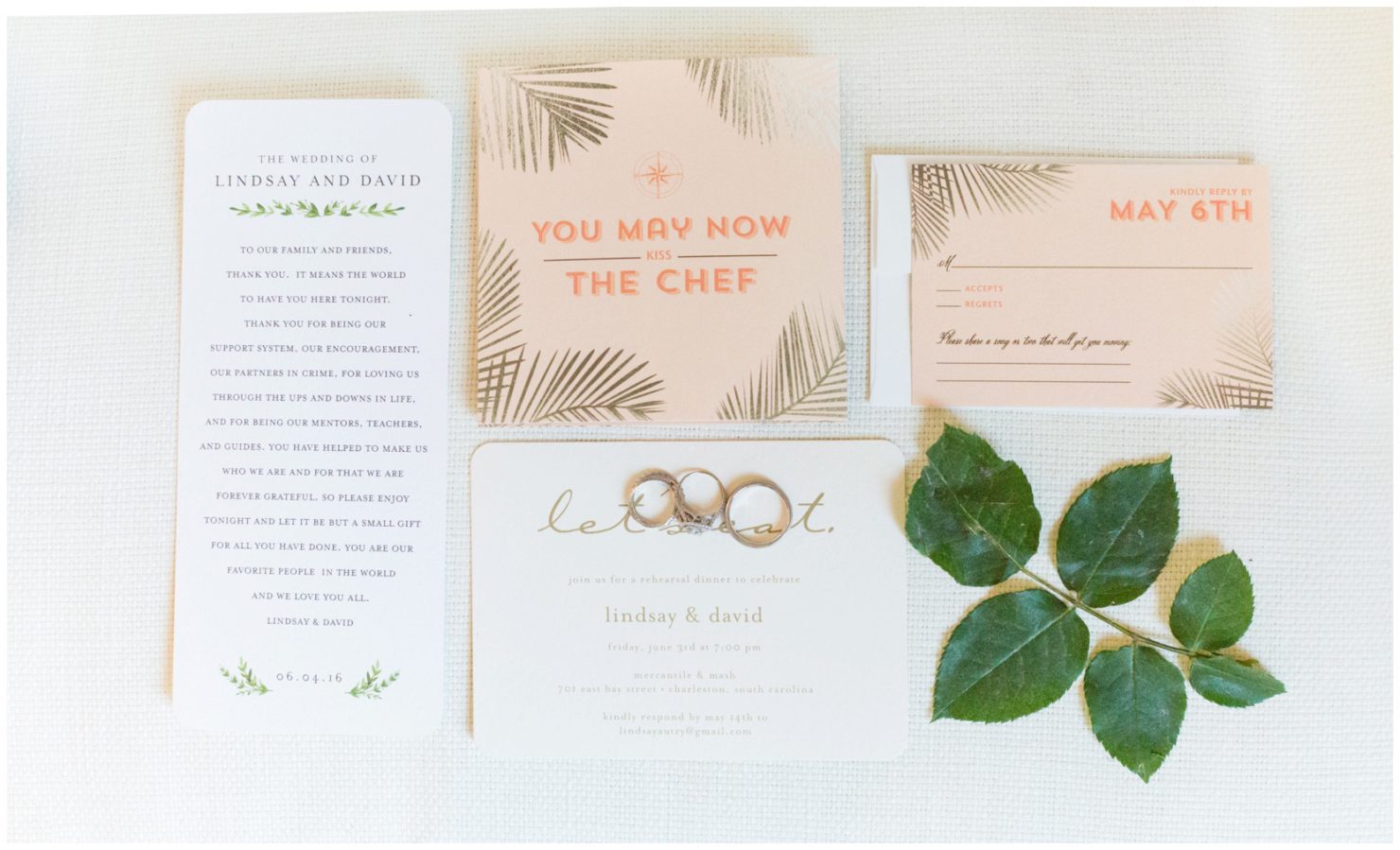 Wedding invitation for a chef